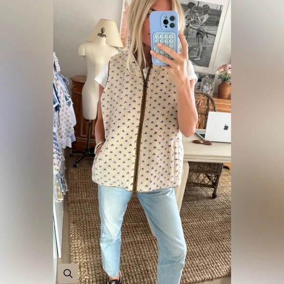 Marea ivory and blue Sherpa vest - Picture 2 of 6